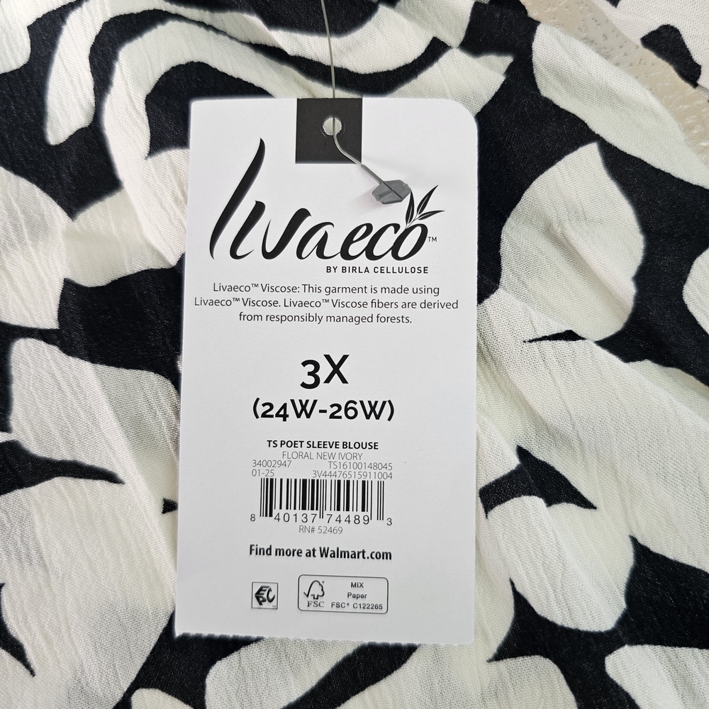 Terra & Sky Woman's Boho Minimalist Abstract Blouse Plus Size 3X Flowy Top - Picture 14 of 14